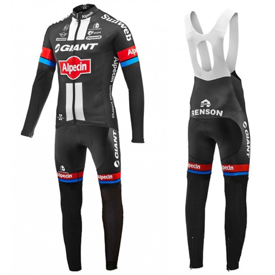 2016 Maillot Giant Tirantes Mangas Largas Negro Y Rojo